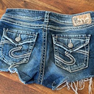 Silver Jeans Blue Denim Distressed Shorts